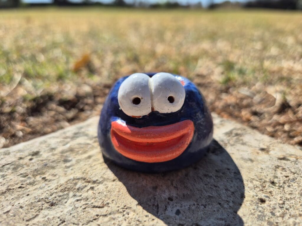 "Small Face Blue" Clay Pot