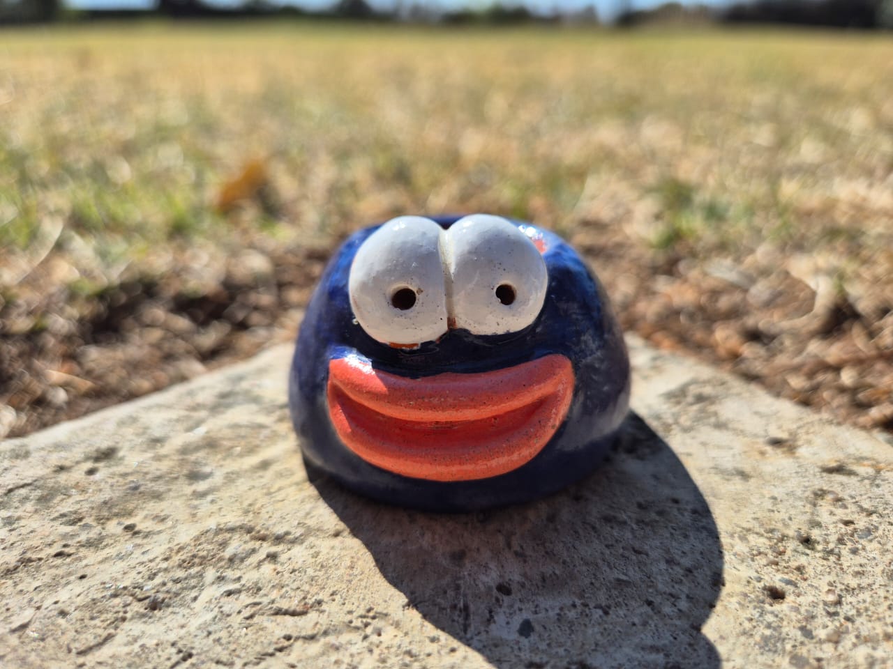"Small Face Blue" Clay Pot - Image 1