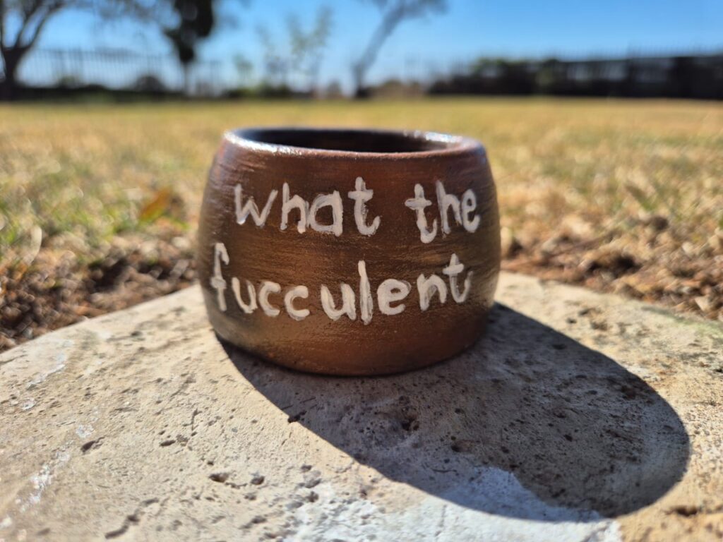 "What The Fucculent" Clay Pot
